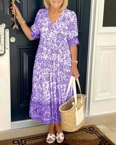 Palma | Elegant Floral Dress with V-Neck