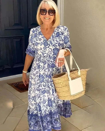 Palma | Elegant Floral Dress with V-Neck