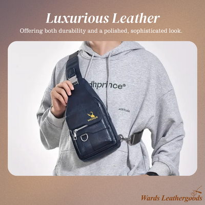 Daxton | Vertical Leather Sling Bag with Secure Flap & Zips