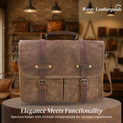 Bennett | Vintage Canvas Messenger with Leather Straps