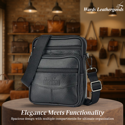 Brian | Textured Leather Crossbody with Triple-Zip Utility