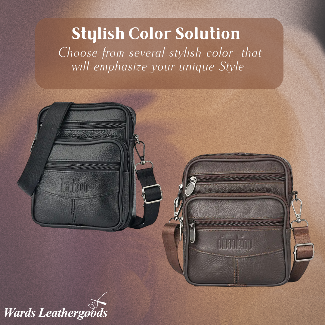 Brian | Textured Leather Crossbody with Triple-Zip Utility