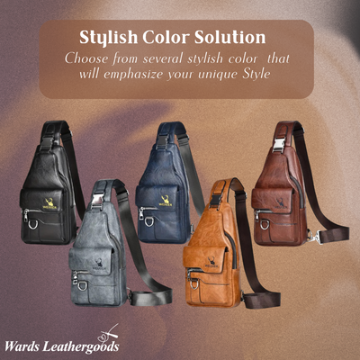 Daxton | Vertical Leather Sling Bag with Secure Flap & Zips