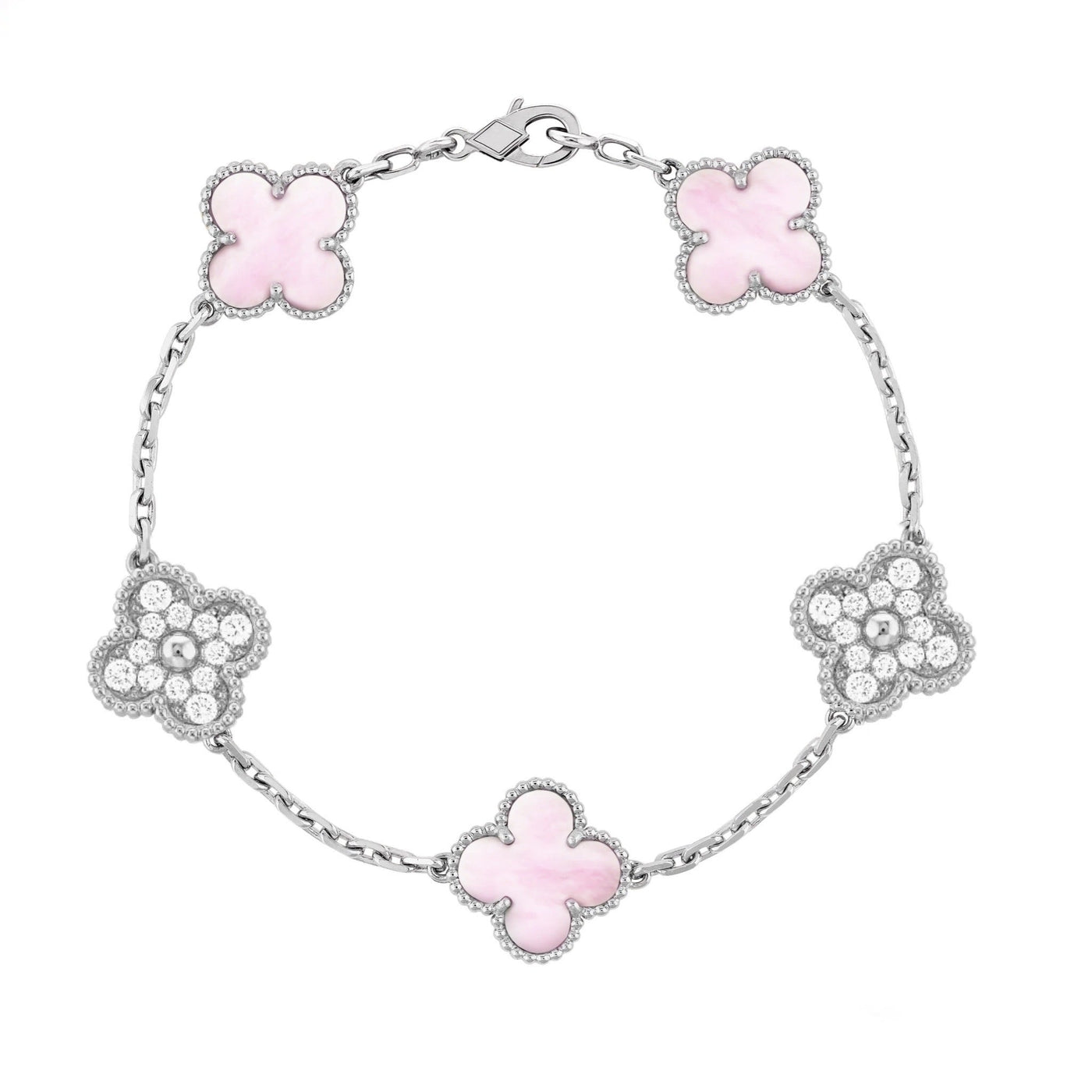 Silberrosa | Klaverdiamanten Armband