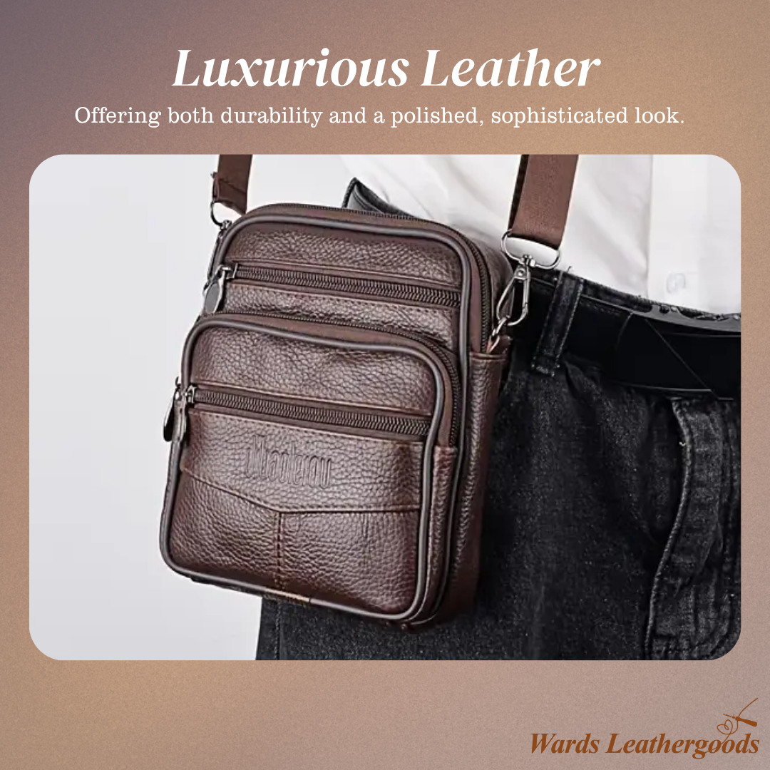 Brian | Textured Leather Crossbody with Triple-Zip Utility