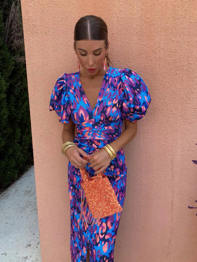 May- Pleated Sleeve Midi Dress