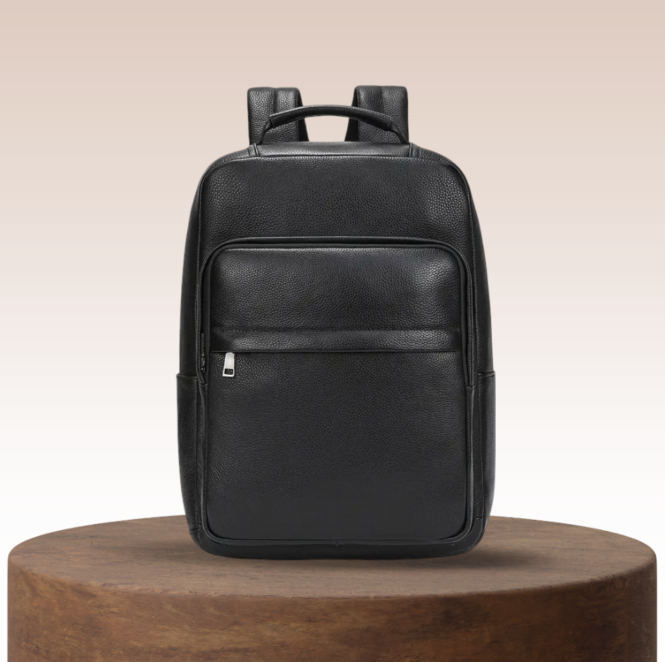 Everett | Genuine Top‑Grain Leather Laptop Backpack