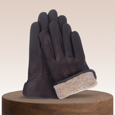 Henry | Deer Pattern Goatskin Leather Winter Gloves for Men