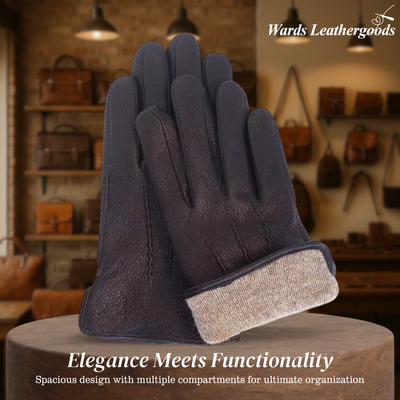 Henry | Deer Pattern Goatskin Leather Winter Gloves for Men