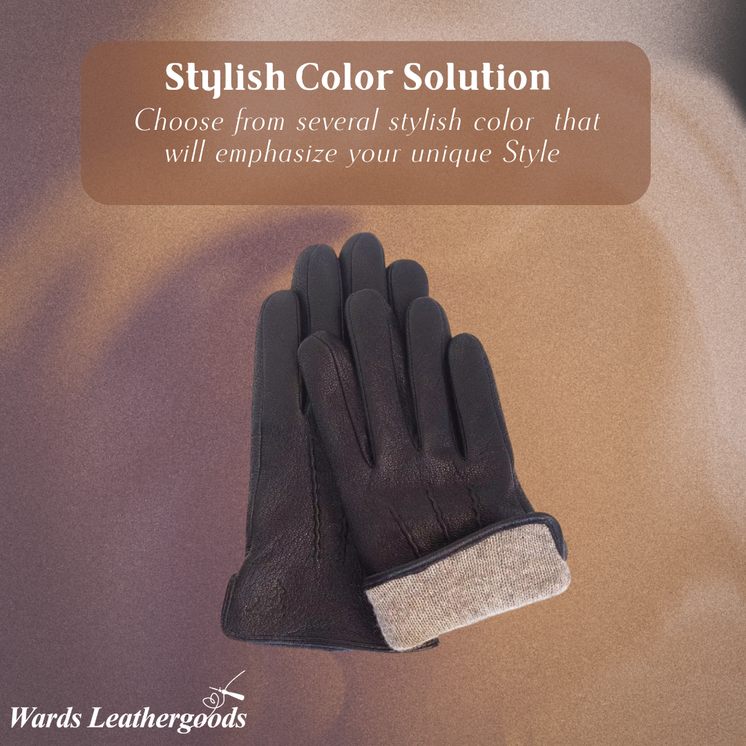 Henry | Deer Pattern Goatskin Leather Winter Gloves for Men