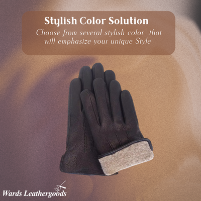 Henry | Deer Pattern Goatskin Leather Winter Gloves for Men