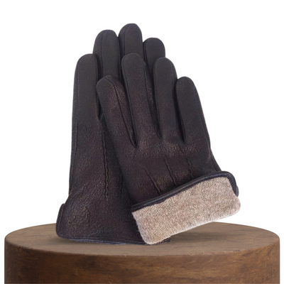 Henry | Deer Pattern Goatskin Leather Winter Gloves for Men