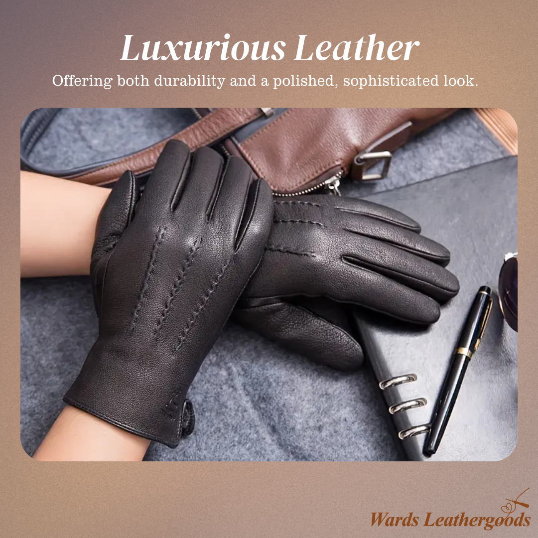 Henry | Deer Pattern Goatskin Leather Winter Gloves for Men