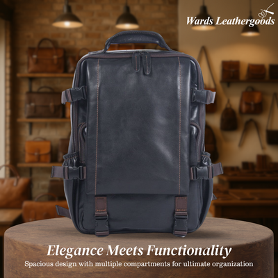 Griffin | Men's Black Leather Backpack for Work and Travel