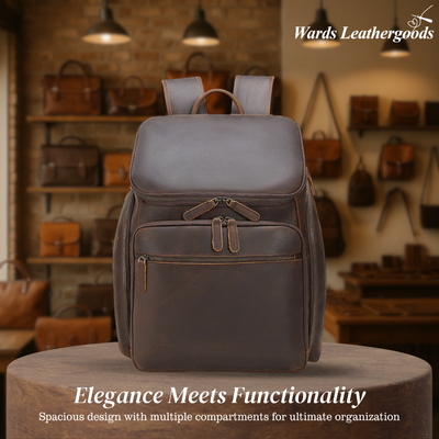 Laurent | Classic Leather with Front Pocket | Backpack
