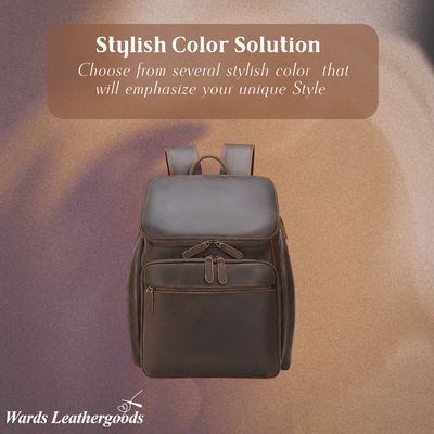 Laurent | Classic Leather with Front Pocket | Backpack