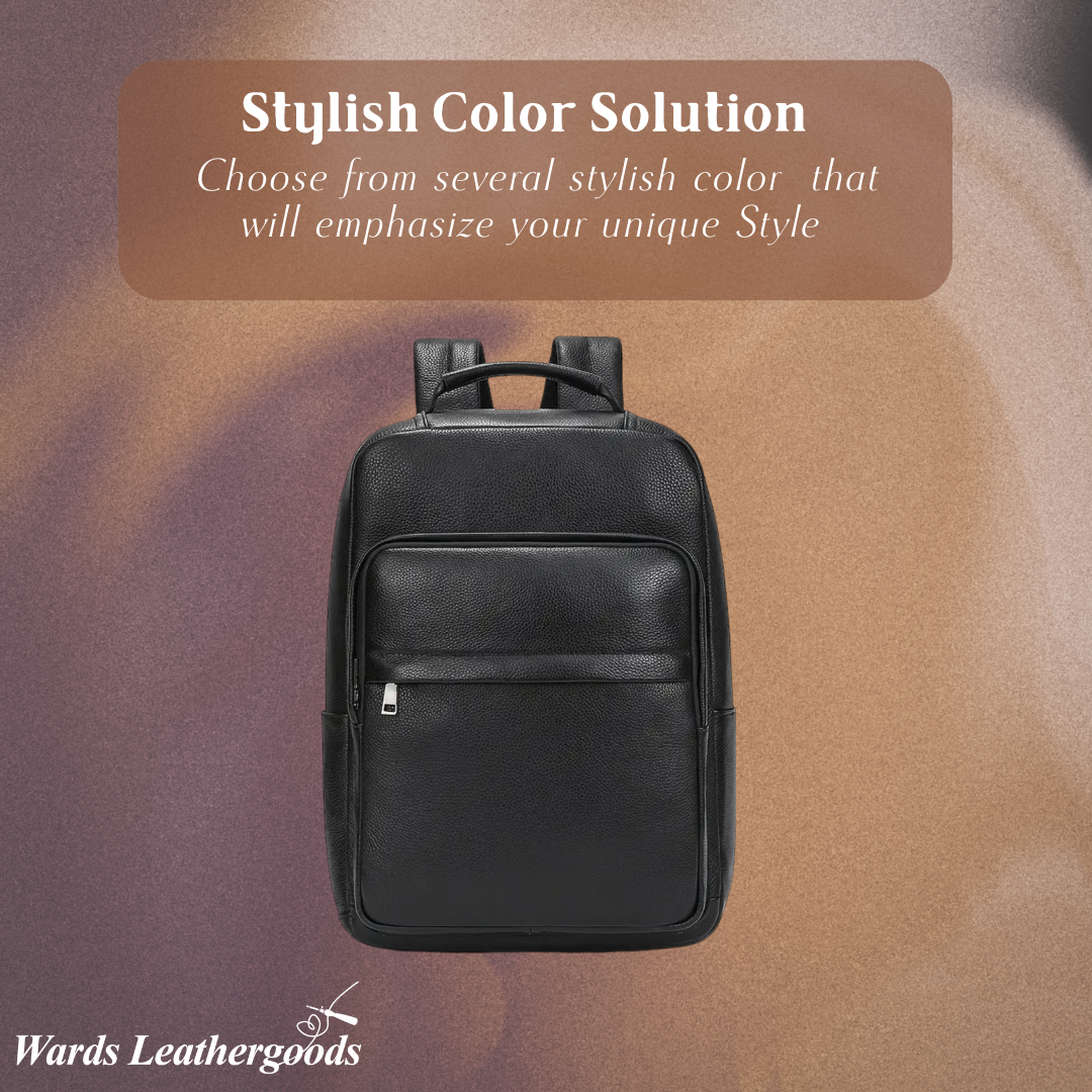 Everett | Genuine Top‑Grain Leather Laptop Backpack