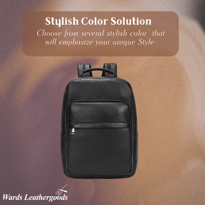 Everett | Genuine Top‑Grain Leather Laptop Backpack