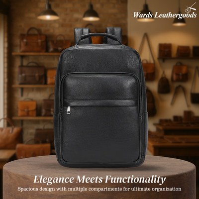 Everett | Genuine Top‑Grain Leather Laptop Backpack