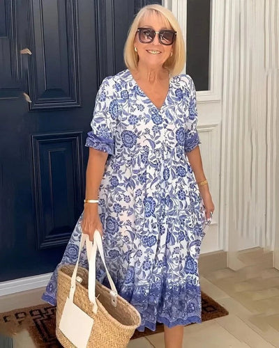 Palma | Elegant Floral Dress with V-Neck