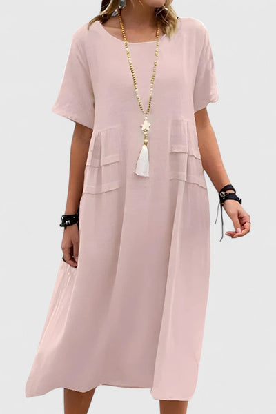 Chloe | Loose Short-Sleeve Pocket Midi Dress