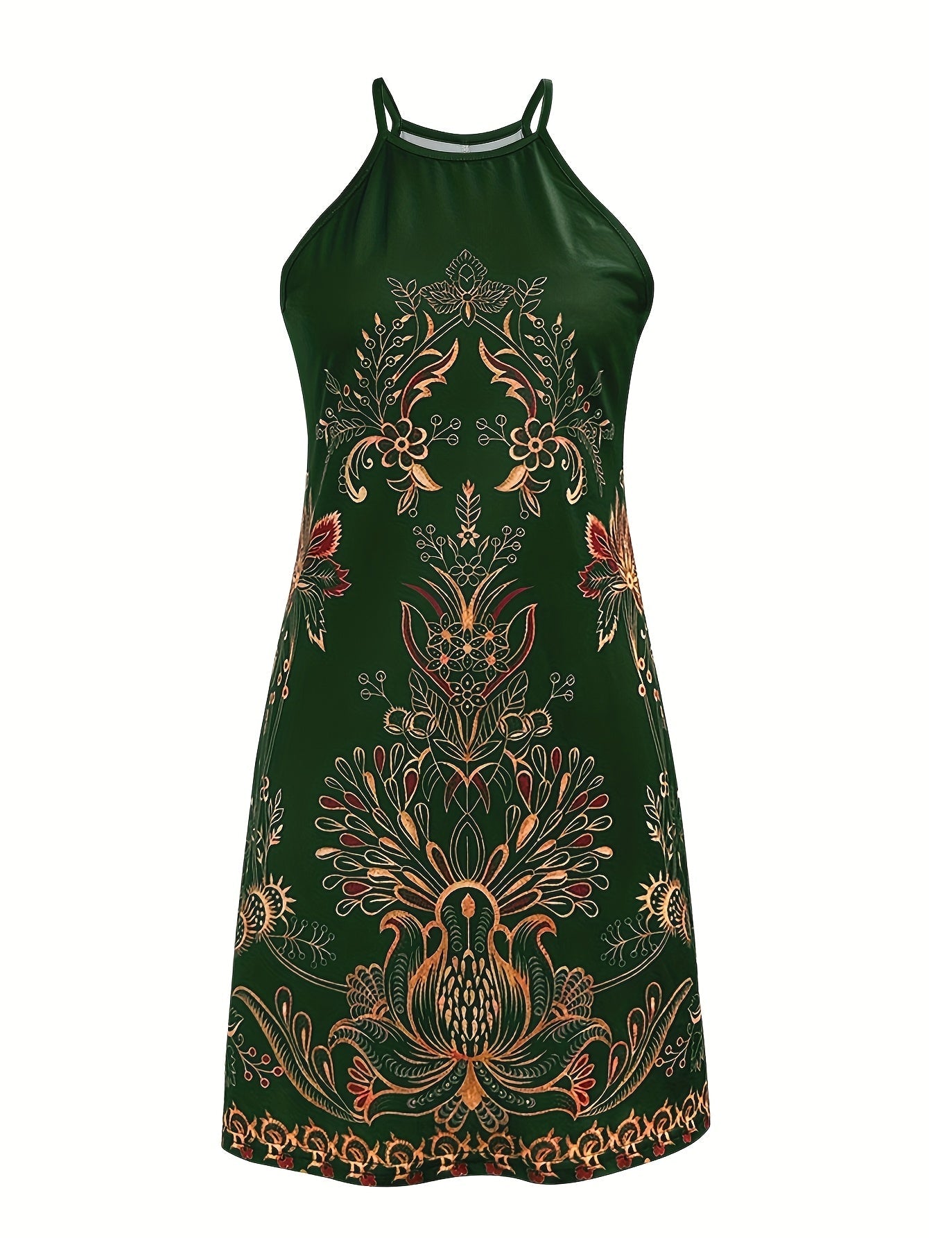 Bandy-Boho Floral Print Halter Dress