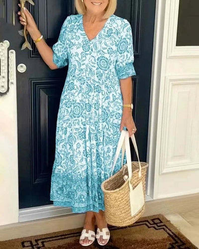 Palma | Elegant Floral Dress with V-Neck