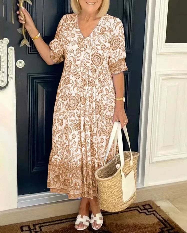 Palma | Elegant Floral Dress with V-Neck